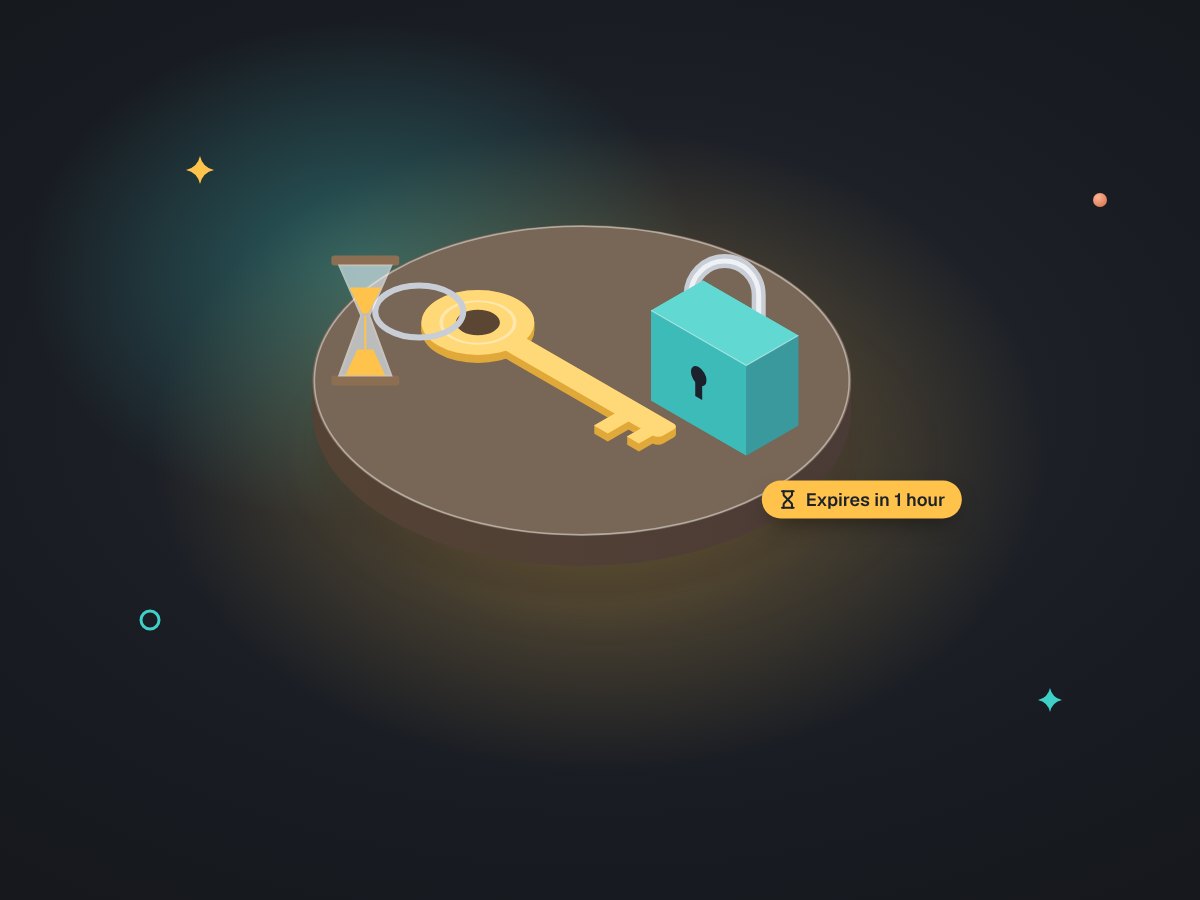 A key on a ring with a small hourglass tag, the sand half run through