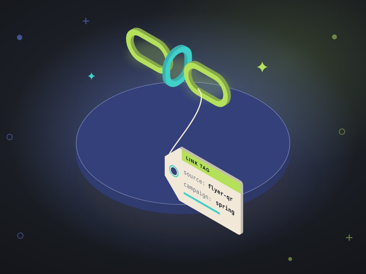 Illustration: a paper tag tied to a link, marked with where the link came from
