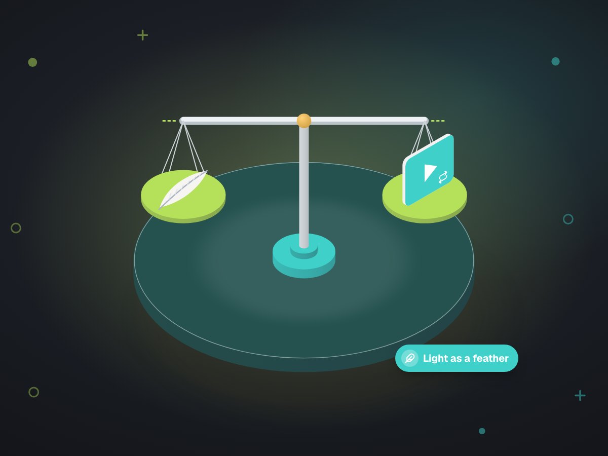 Illustration: a balance scale where a short motion clip weighs the same as a feather